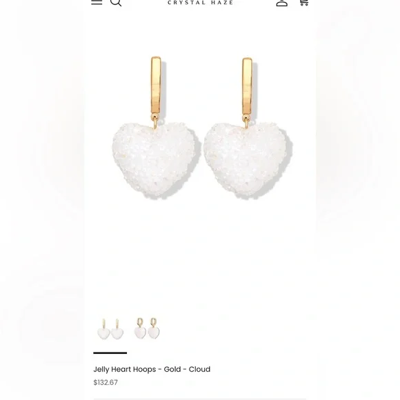 Crystal Haze Jelly Heart Hoops - Cloud - 2 pieces - Picture 2 of 2
